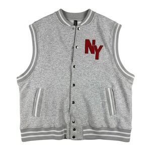 Varsity Snap Front Vest H&M Size M NY Letterman Preppy Y2K Streetwear